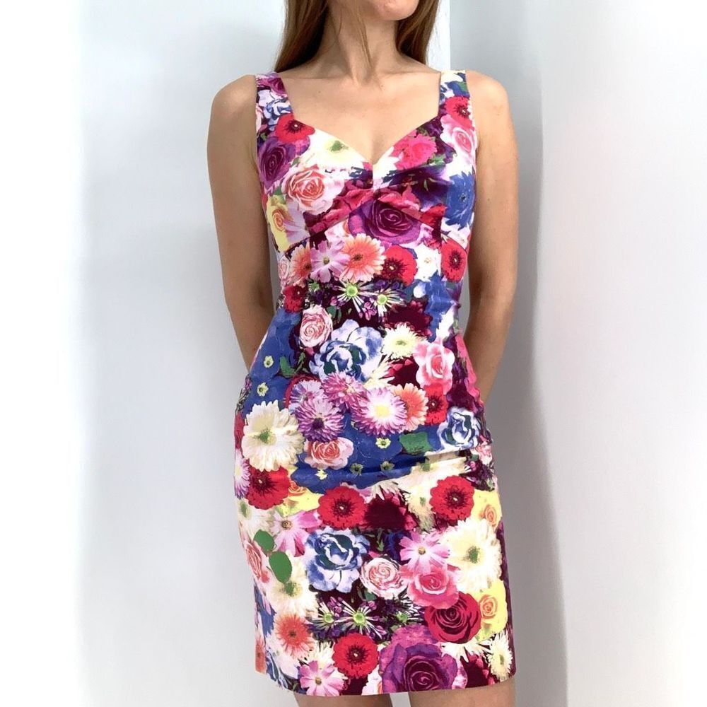 Vintage GUESS sz 2 or xs cotton floral pink roses dress
